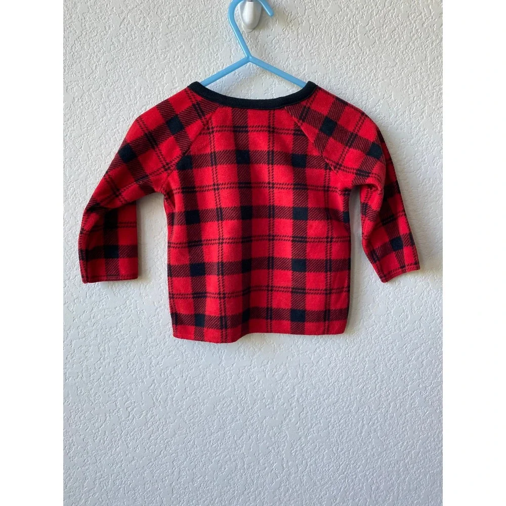 Carters Unisex Baby Buffalo Plaid Fleece Long Sleeve Top Size 9M Red Black